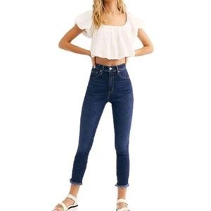 Free People Raw Hem High Rise Jeggings Deep Indigo NWT